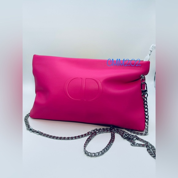 DIOR Pink & Red Crossbody Beauty Pouch on Chain - Picture 1 of 5
